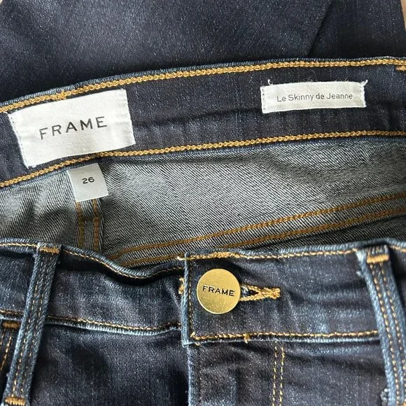 FRAME Le Skinny de Jeanne Dark Wash Denim Skinny Jeans Women’s Size 26 - Picture 7 of 11